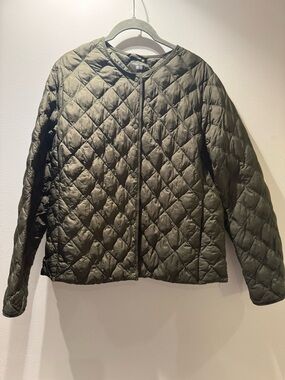 Uniqlo Olive Quilted Snap-Front Jacket